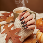 Harvest Sparkle dip powder on almond nails with fall aesthetic